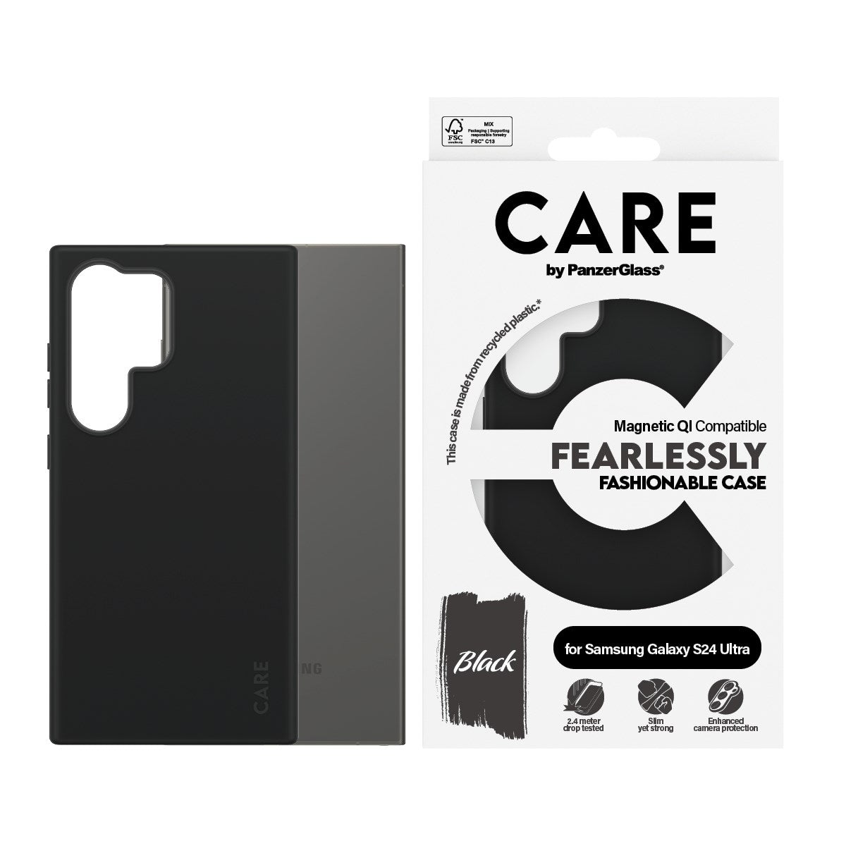 CARE by PanzerGlass® Case Black w. Qi Compatible Samsung Galaxy S24 Ultra